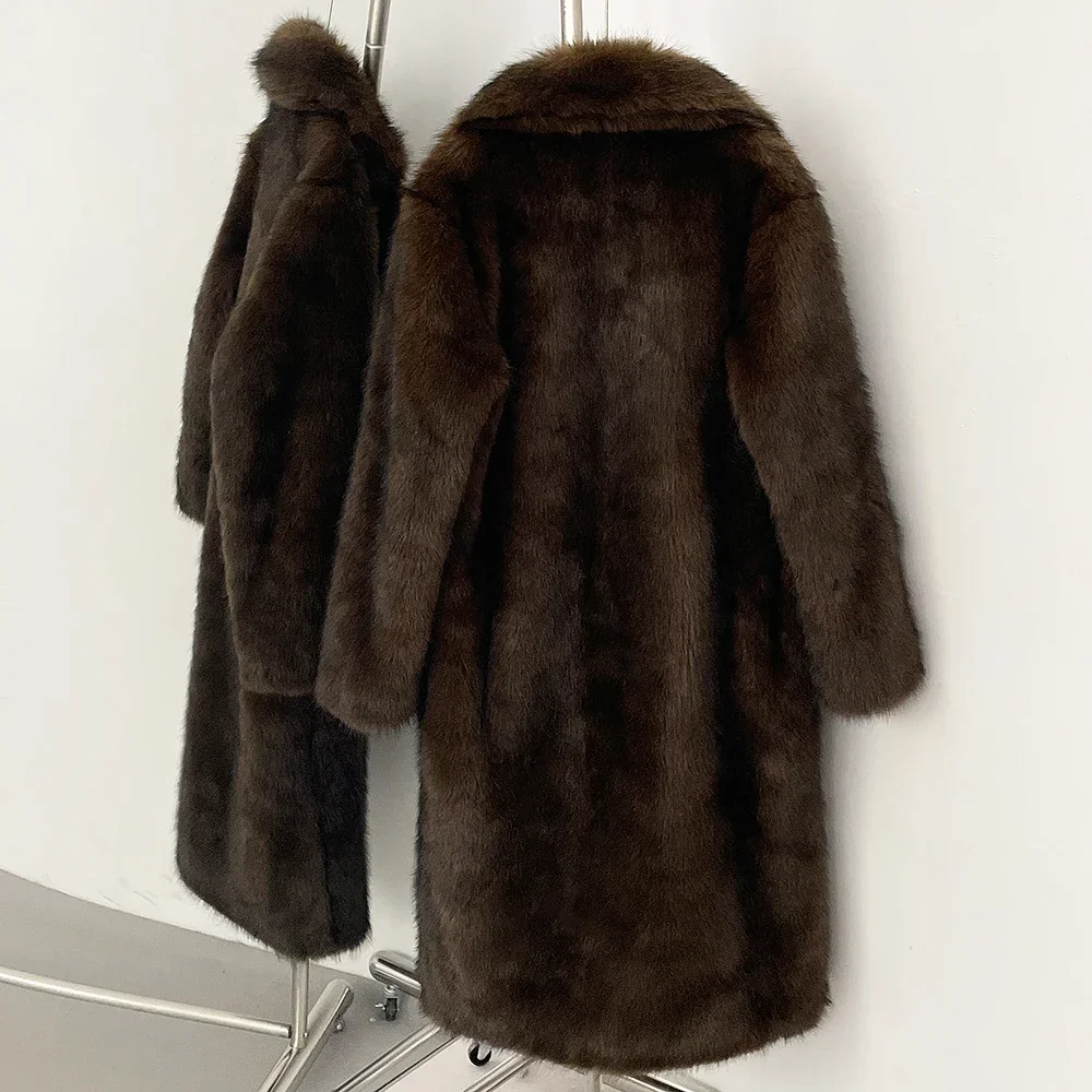 OFTBUY Long Faux Fur Jacket Fashion European Style Lapel Fur Coat Eco-friendly Covered Button Loose Casual Women Coats Winter OFTBUY Long Faux Fur Jacket Fashion European Style Lapel Fur Coat Eco-friendly Covered Button Loose Casual Women Coats Winter
