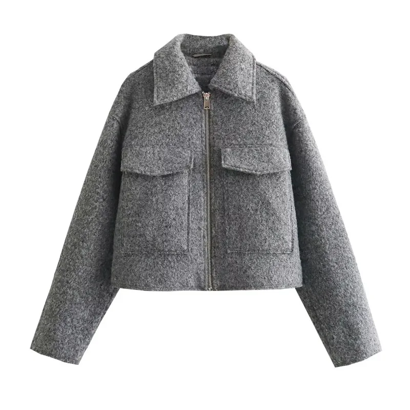 MUJER Tweed Cropped Jackets for Women Autumn Winter Short Coat Jacket Women Zip Crop Demi-season Jacket Woman New in outerwears MUJER Tweed Cropped Jackets for Women Autumn Winter Short Coat Jacket Women Zip Crop Demi-season Jacket Woman New in outerwears