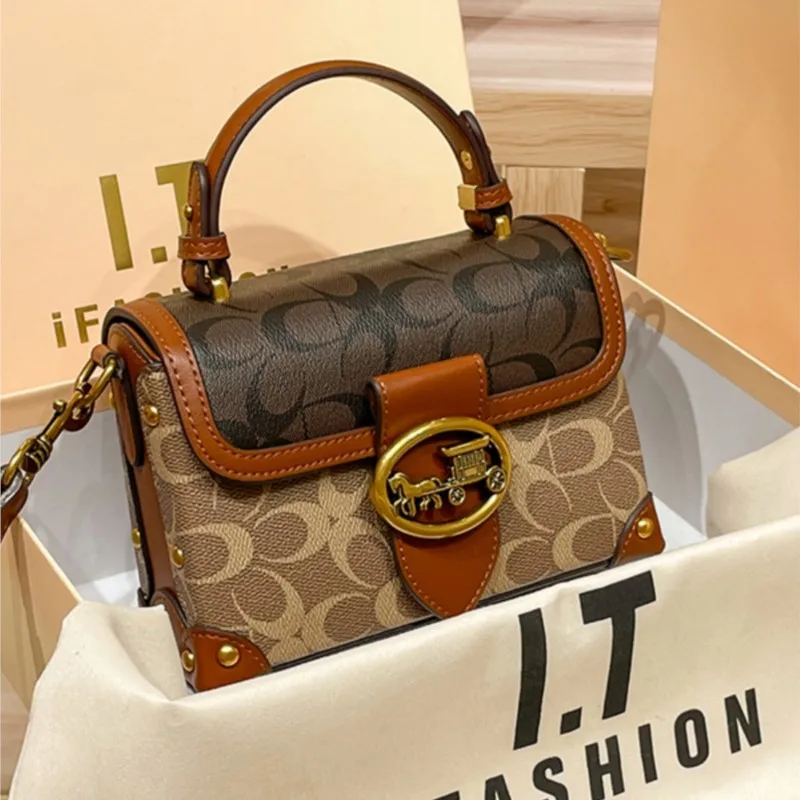 Women crossbody handbag minimalist contrast color box bag