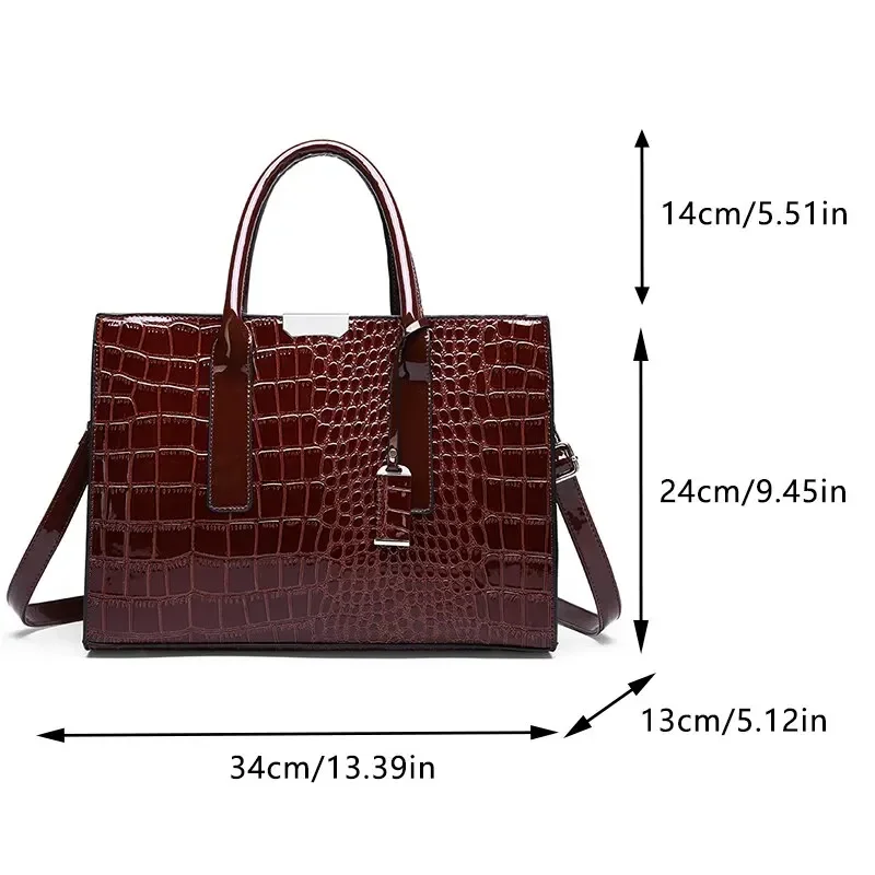 Luxury Vintage Women’s Crocodile Pattern Handbag Large Capacity Tote Bag Leather Business Shoulder Bag For Female Luxury Vintage Women's Crocodile Pattern Handbag Large Capacity Tote Bag Leather Business Shoulder Bag For Female