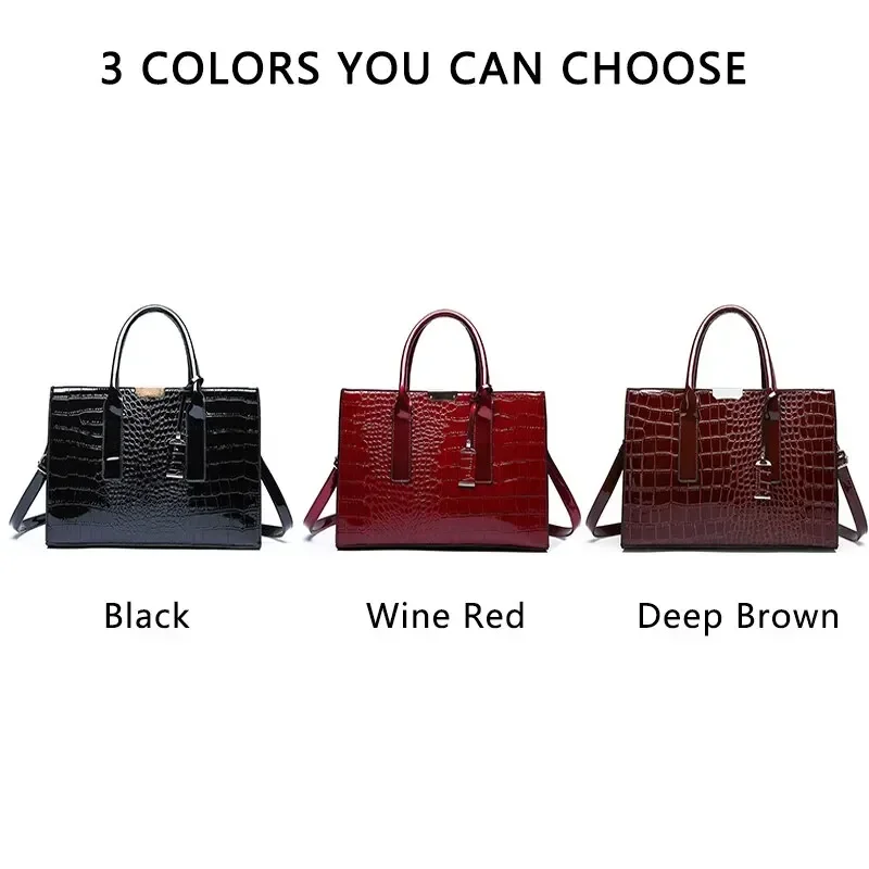 Luxury Vintage Women’s Crocodile Pattern Handbag Large Capacity Tote Bag Leather Business Shoulder Bag For Female Luxury Vintage Women's Crocodile Pattern Handbag Large Capacity Tote Bag Leather Business Shoulder Bag For Female