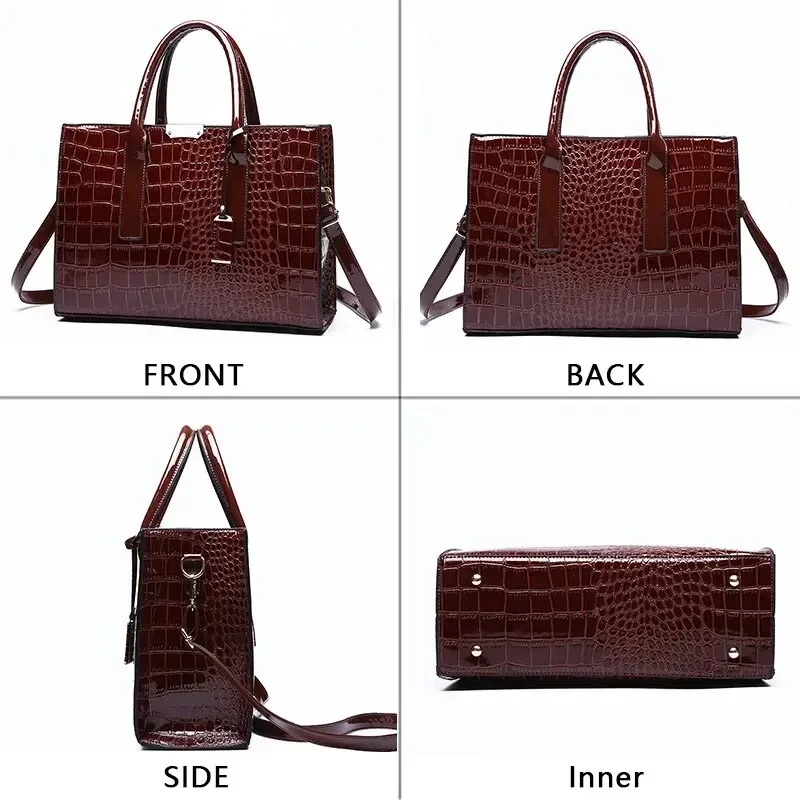 Luxury Vintage Women’s Crocodile Pattern Handbag Large Capacity Tote Bag Leather Business Shoulder Bag For Female Luxury Vintage Women's Crocodile Pattern Handbag Large Capacity Tote Bag Leather Business Shoulder Bag For Female