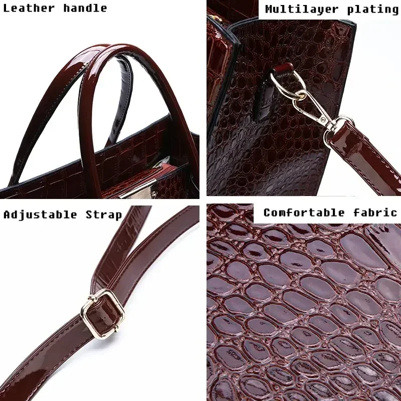 Luxury Vintage Women’s Crocodile Pattern Handbag Large Capacity Tote Bag Leather Business Shoulder Bag For Female Luxury Vintage Women's Crocodile Pattern Handbag Large Capacity Tote Bag Leather Business Shoulder Bag For Female