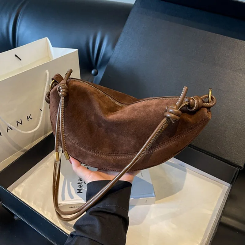 Faux Suede Super Popular Niche Suede Shoulder Bag for Women 2025 Hot Sale Single Crossbody Bags Underarm Dumpling Sweet Bags Faux Suede Super Popular Niche Suede Shoulder Bag for Women 2025 Hot Sale Single Crossbody Bags Underarm Dumpling Sweet Bags