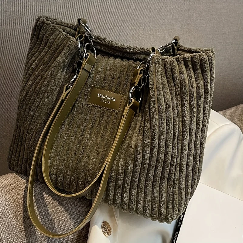 Stylish Corduroy Tote Bag for Women, Large Capacity Plush Shoulder Bag, Versatile Commuter & Travel Bag. Stylish Corduroy Tote Bag for Women, Large Capacity Plush Shoulder Bag, Versatile Commuter & Travel Bag.