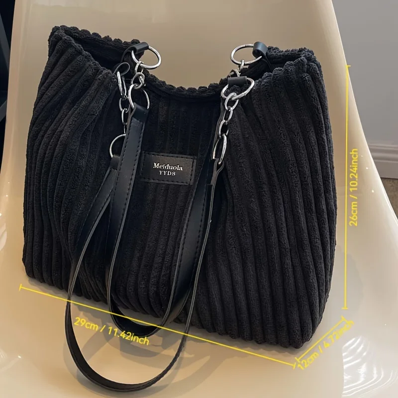 Stylish Corduroy Tote Bag for Women, Large Capacity Plush Shoulder Bag, Versatile Commuter & Travel Bag. Stylish Corduroy Tote Bag for Women, Large Capacity Plush Shoulder Bag, Versatile Commuter & Travel Bag.