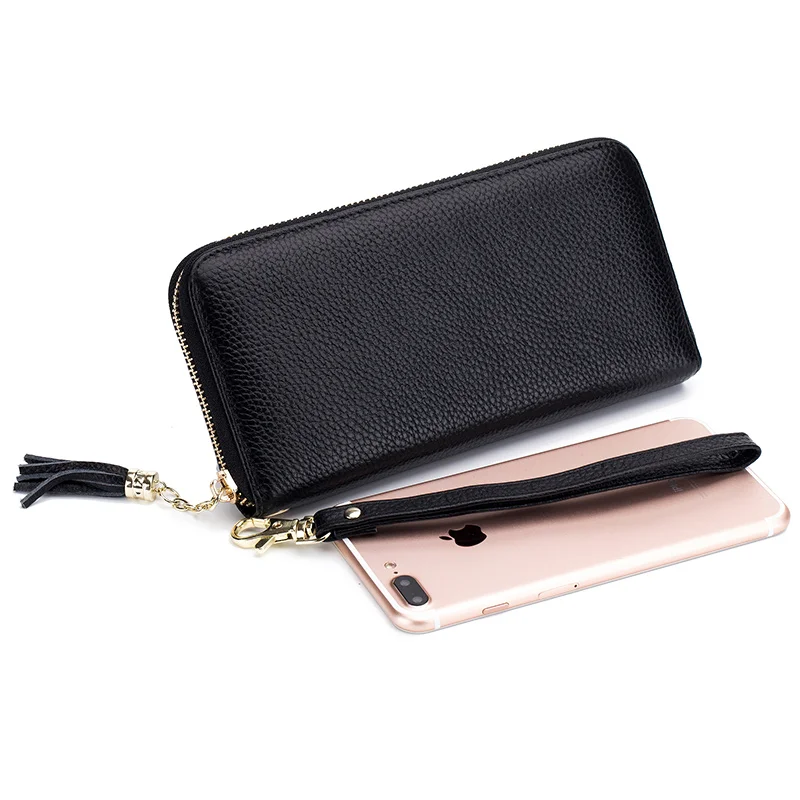 Genuine Leather Women Solid Long Wallets Ladies Tassel Design Clutch Female Phone Money Bag Coin Zipper Purse Rfid Card Holder Genuine Leather Women Solid Long Wallets Ladies Tassel Design Clutch Female Phone Money Bag Coin Zipper Purse Rfid Card Holder