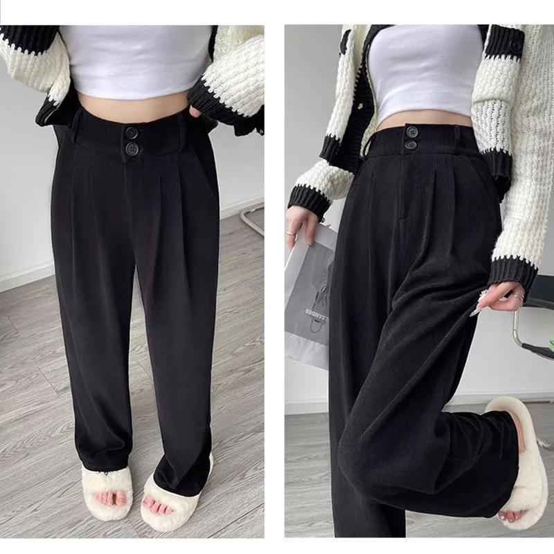 Summer Women Concise Office Suit Pants Lady Comfortable Baggy Wide Leg Straight Leg Trousers Female Fashion High Waisted Slacks Summer Women Concise Office Suit Pants Lady Comfortable Baggy Wide Leg Straight Leg Trousers Female Fashion High Waisted Slacks