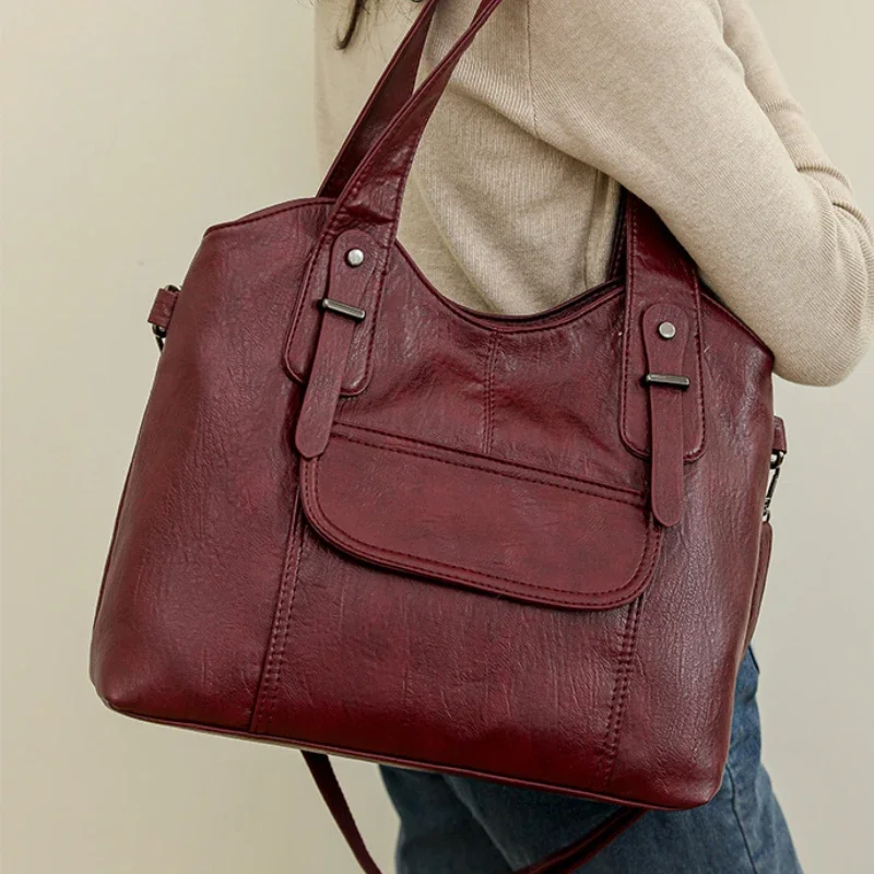 Luxury Soft Leather Handbags Designer Retro Crossbody Bags for Women 2025 New Large Capacity Ladies Shoulder Messenger Bag Purse Luxury Soft Leather Handbags Designer Retro Crossbody Bags for Women 2025 New Large Capacity Ladies Shoulder Messenger Bag Purse