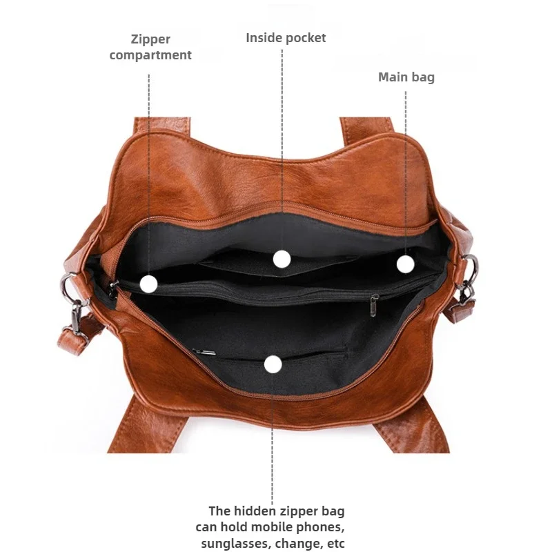Luxury Soft Leather Handbags Designer Retro Crossbody Bags for Women 2025 New Large Capacity Ladies Shoulder Messenger Bag Purse Luxury Soft Leather Handbags Designer Retro Crossbody Bags for Women 2025 New Large Capacity Ladies Shoulder Messenger Bag Purse