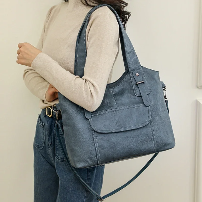 Luxury Soft Leather Handbags Designer Retro Crossbody Bags for Women 2025 New Large Capacity Ladies Shoulder Messenger Bag Purse Luxury Soft Leather Handbags Designer Retro Crossbody Bags for Women 2025 New Large Capacity Ladies Shoulder Messenger Bag Purse