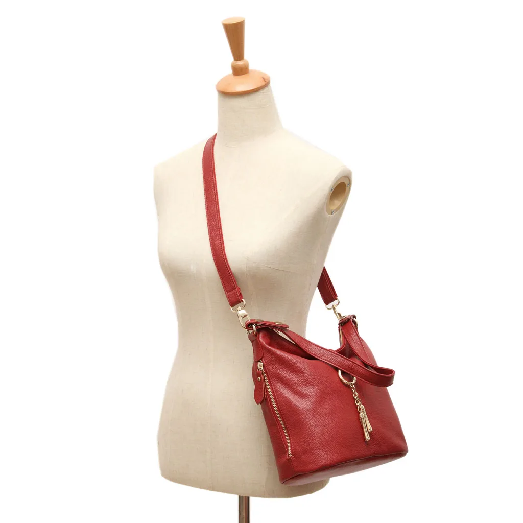 Zency Elegant Women Red Leather Handbag 100% Genuine Leather Lady Hobo Bag Charming Ring Medium Shoulder Bag Bright Yellow Bags Zency Elegant Women Red Leather Handbag 100% Genuine Leather Lady Hobo Bag Charming Ring Medium Shoulder Bag Bright Yellow Bags